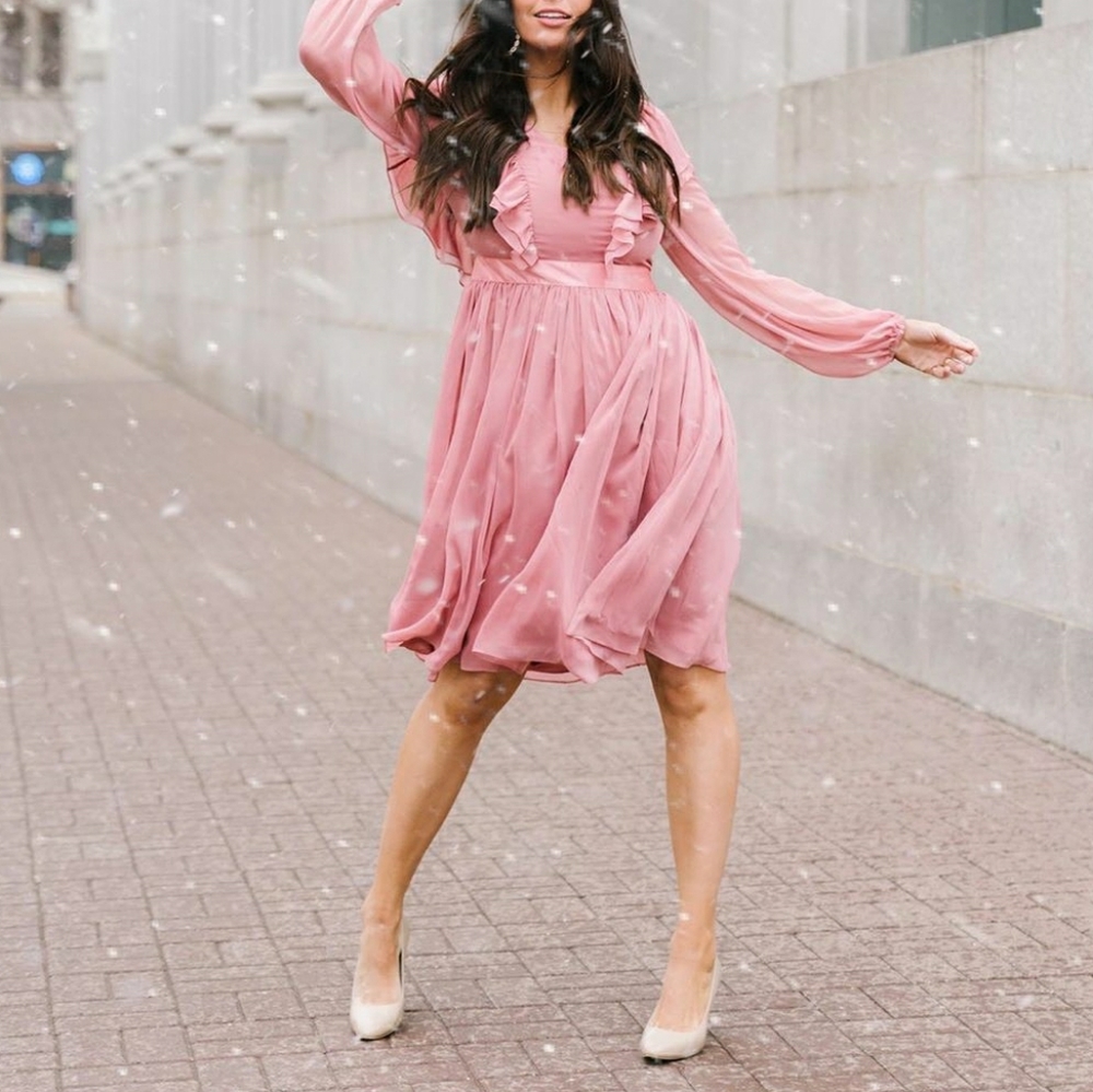 Long sleeve ruffe twirl dressRachel P.